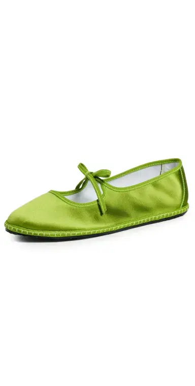 ViBi VENEZiA Brigitte Silk Mary Janes Flats Pisello | Thumbnail 1 ViBi VENEZiA Brigitte Silk Mary Janes Flats Pisello | Thumbnail 1