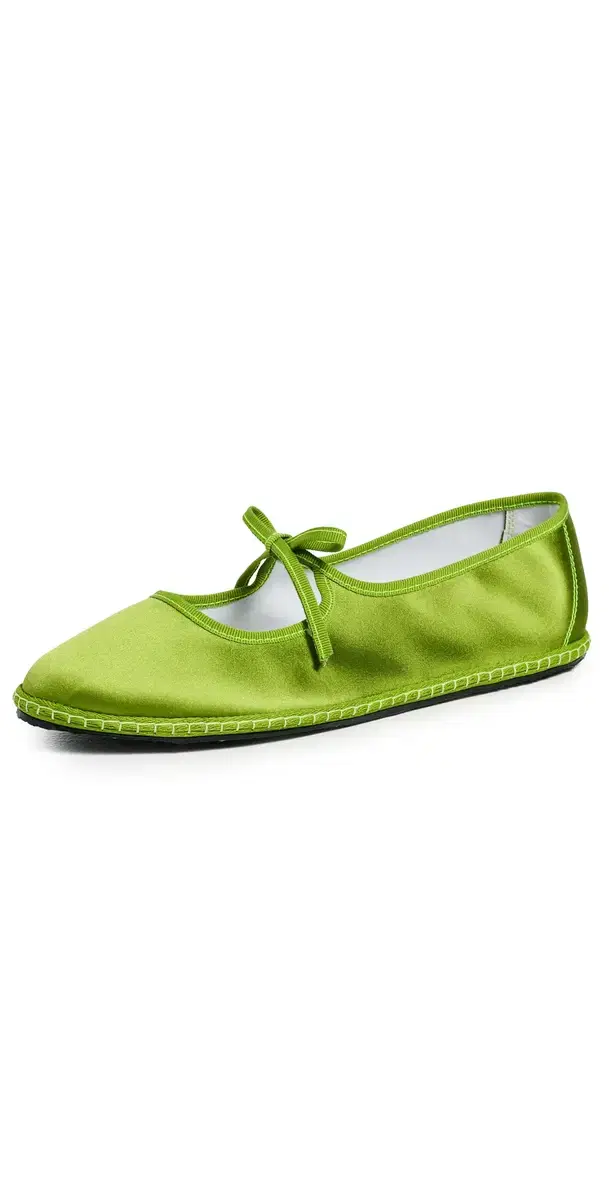 Brigitte Silk Mary Janes Flats Pisello