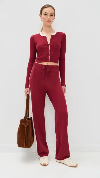 State & Lake Kaia Track Pants Burgundy/White L | Thumbnail 5