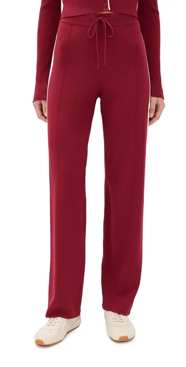 State & Lake Kaia Track Pants Burgundy/White