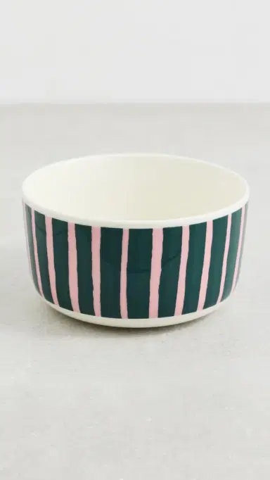 Marimekko Oiva Piccolo Bowl White/Pink/Dark Green One Size | Thumbnail 2