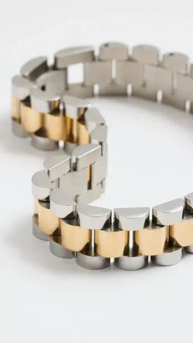 Luv AJ Two-Toned Timepiece Bracelet Gold/Silver One Size | Thumbnail 4