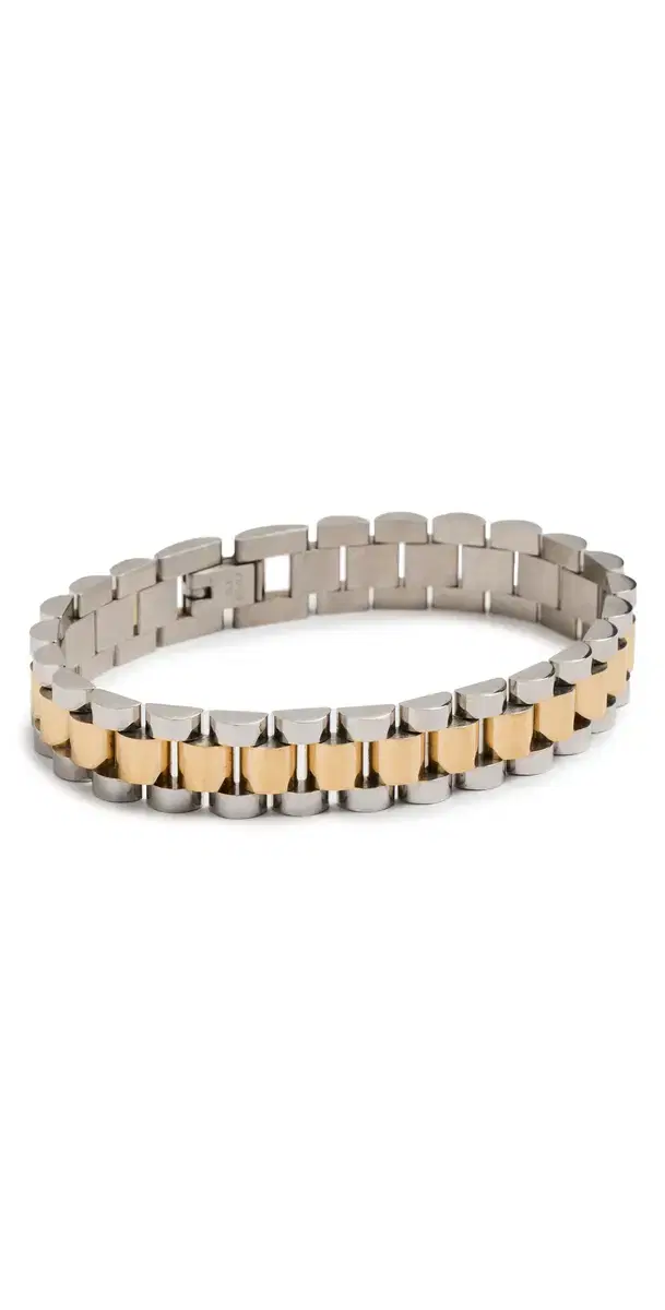 Luv AJ Two-Toned Timepiece Bracelet Gold/Silver One Size