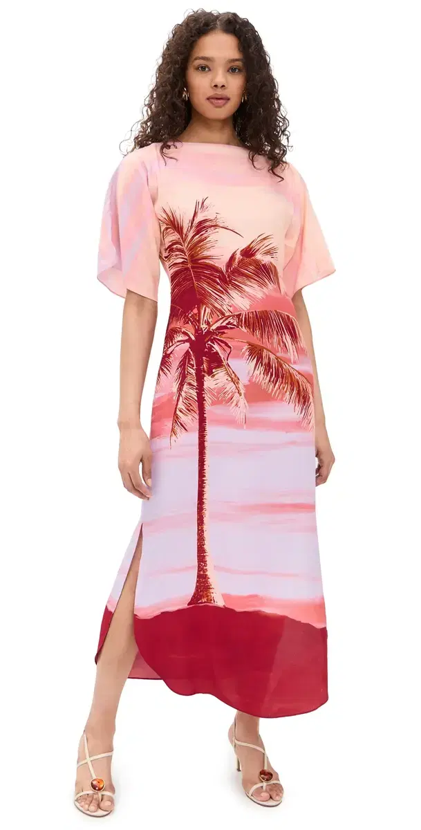 Boat Neck Long Dress Multi
