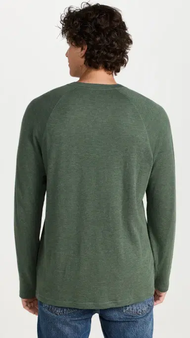 Faherty Cloud Long Sleeve Henley Deep Fern Heather | Thumbnail 3 Faherty Cloud Long Sleeve Henley Deep Fern Heather | Thumbnail 3