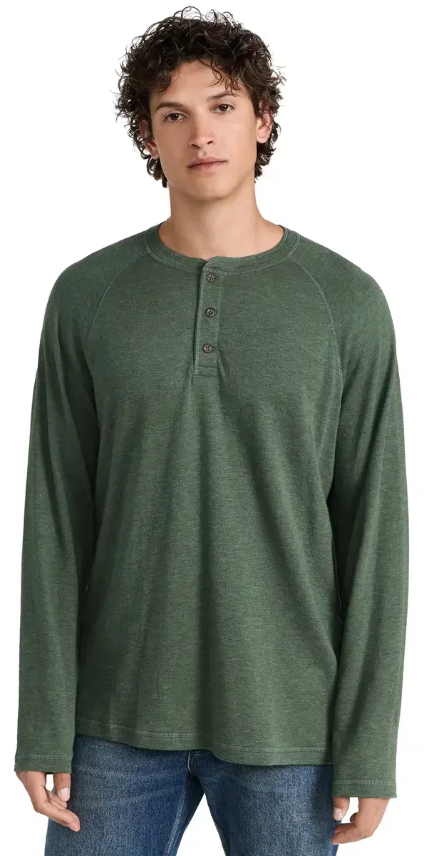 Cloud ong Sleeve Henley Deep Fern Heather