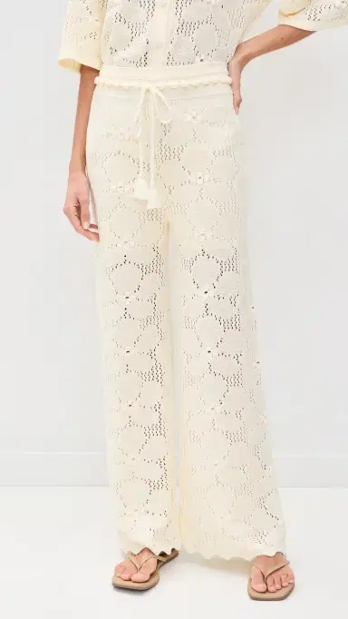 Dress To Floral Crochet Pants Beige Shell M | Thumbnail 2