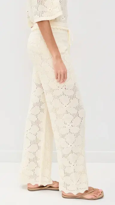 Dress To Floral Crochet Pants Beige Shell M | Thumbnail 4