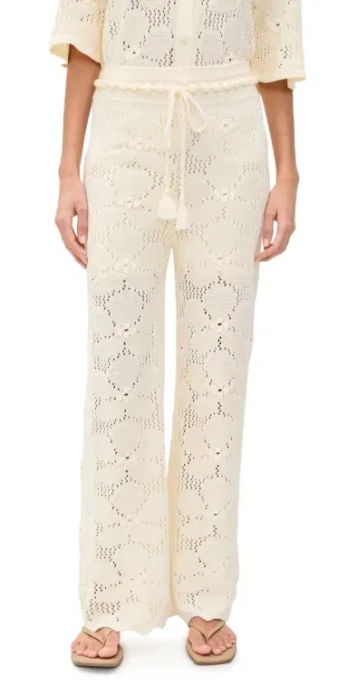 Dress To Floral Crochet Pants Beige Shell M | Thumbnail 1