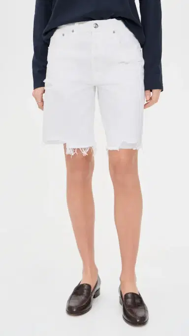 Madewell The Essex Long Baggy Shorts Tile White | Thumbnail 2