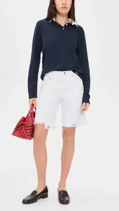 Madewell The Essex Long Baggy Shorts Tile White | Thumbnail 5