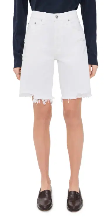Madewell The Essex Long Baggy Shorts Tile White | Thumbnail 1