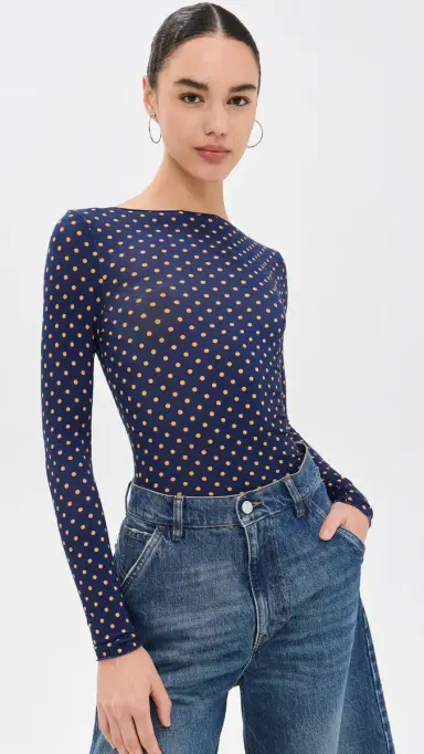 MIAOU Amelia Top Blue Polka Dots M | Thumbnail 2