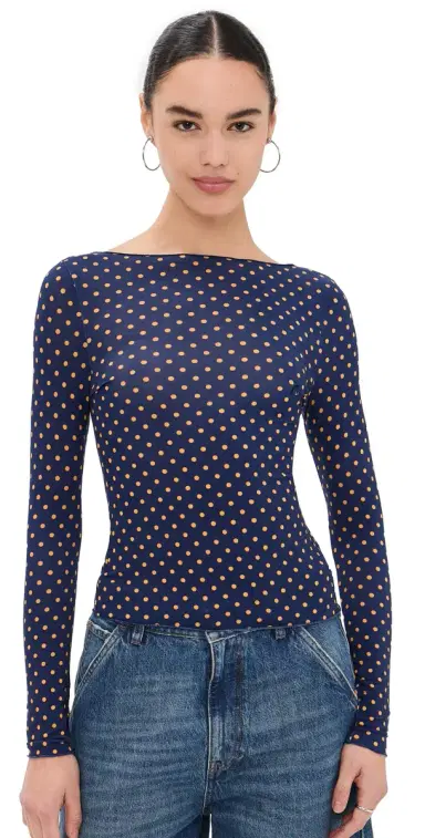 MIAOU Amelia Top Blue Polka Dots M | Thumbnail 1