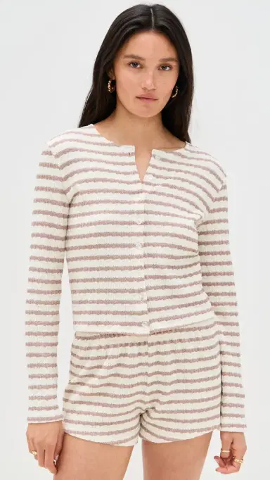 LE BOP Eloise Cardigan Taupe/White | Thumbnail 2