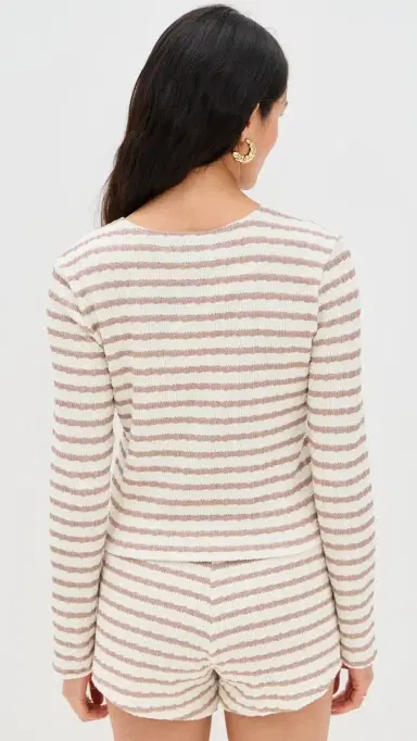 LE BOP Eloise Cardigan Taupe/White | Thumbnail 3