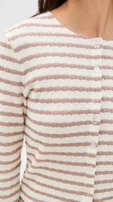 LE BOP Eloise Cardigan Taupe/White | Thumbnail 6