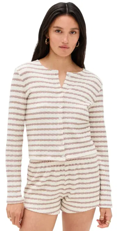 LE BOP Eloise Cardigan Taupe/White | Thumbnail 1