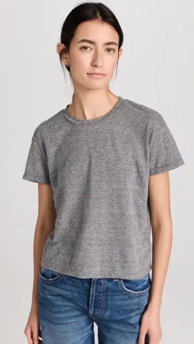 perfectwhitetee Harley Cotton Boxy Crew Tee Heather Grey | Thumbnail 2 perfectwhitetee Harley Cotton Boxy Crew Tee Heather Grey | Thumbnail 2