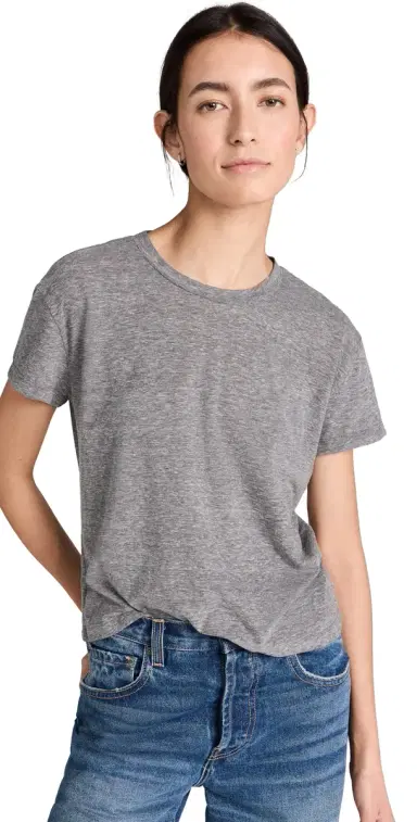 perfectwhitetee Harley Cotton Boxy Crew Tee Heather Grey | Thumbnail 1 perfectwhitetee Harley Cotton Boxy Crew Tee Heather Grey | Thumbnail 1