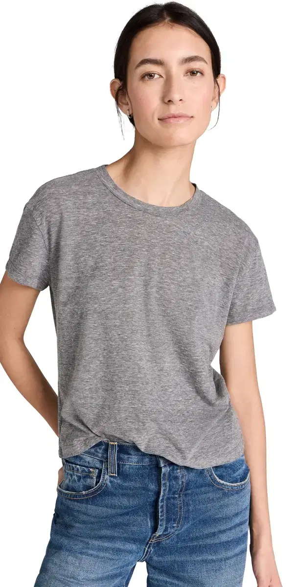 perfectwhitetee Harley Cotton Boxy Crew Tee Heather Grey