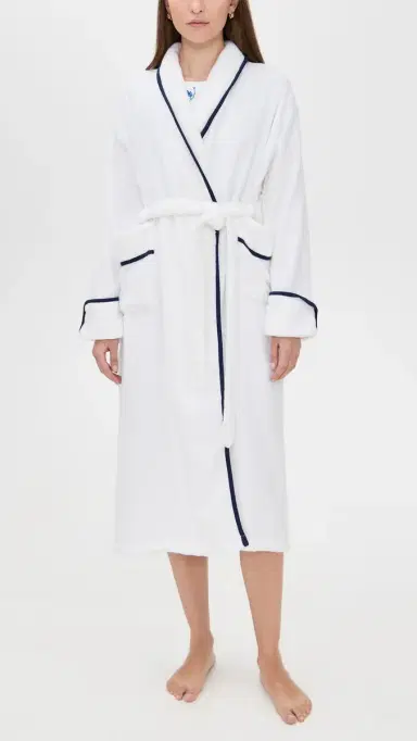 Hill House Home The Hotel Robe White/Navy S/M | Thumbnail 2 Hill House Home The Hotel Robe White/Navy S/M | Thumbnail 2