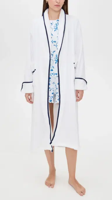 Hill House Home The Hotel Robe White/Navy S/M | Thumbnail 5 Hill House Home The Hotel Robe White/Navy S/M | Thumbnail 5