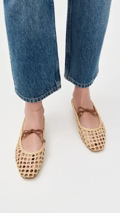 Sam Edelman Marcie Woven Mary Jane Flats Bleached Beechwood/Saddle 6 | Thumbnail 3
