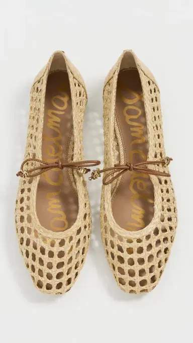 Sam Edelman Marcie Woven Mary Jane Flats Bleached Beechwood/Saddle 6 | Thumbnail 5