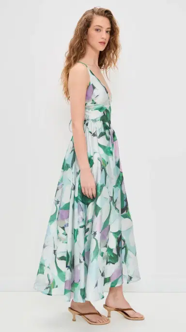 Bardot Arletha Halter Maxi Dress Green Flo | Thumbnail 4