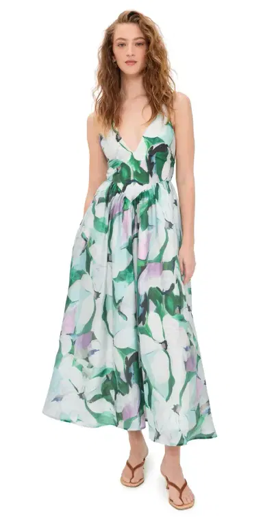 Bardot Arletha Halter Maxi Dress Green Flo | Thumbnail 1