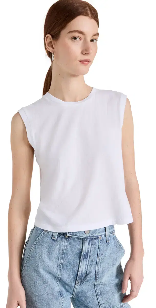 Sleeveless Babe Tee White