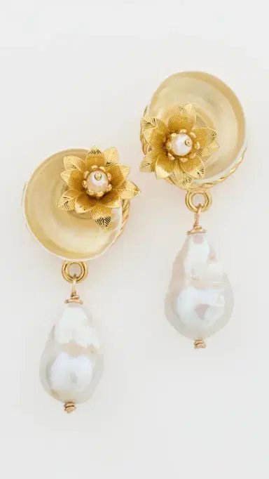 Brinker + Eliza Coconut Drift Earrings Pearl/Shell One Size | Thumbnail 2 Brinker + Eliza Coconut Drift Earrings Pearl/Shell One Size | Thumbnail 2