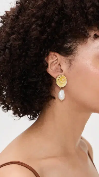 Brinker + Eliza Coconut Drift Earrings Pearl/Shell One Size | Thumbnail 3 Brinker + Eliza Coconut Drift Earrings Pearl/Shell One Size | Thumbnail 3