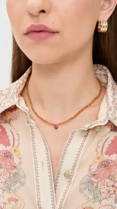 JIA JIA Citrine Ruby Teardrop Necklace | Thumbnail 3