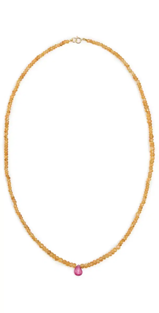JIA JIA Citrine Ruby Teardrop Necklace Yellow One Size