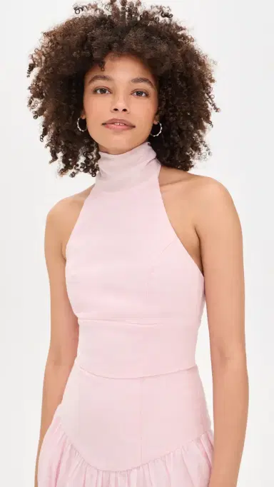Bardot Harlow Ramie Halter Top Bliss Pink 8 | Thumbnail 2