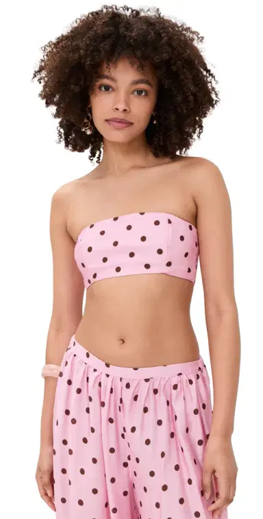 SEVEN WONDERS Klea Strapless Top Musk/Choc Polka | Thumbnail 1 SEVEN WONDERS Klea Strapless Top Musk/Choc Polka | Thumbnail 1