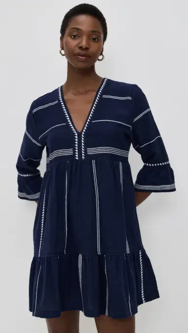 Lemlem Hanna Flutter Dress Nunu Navy XS | Thumbnail 2