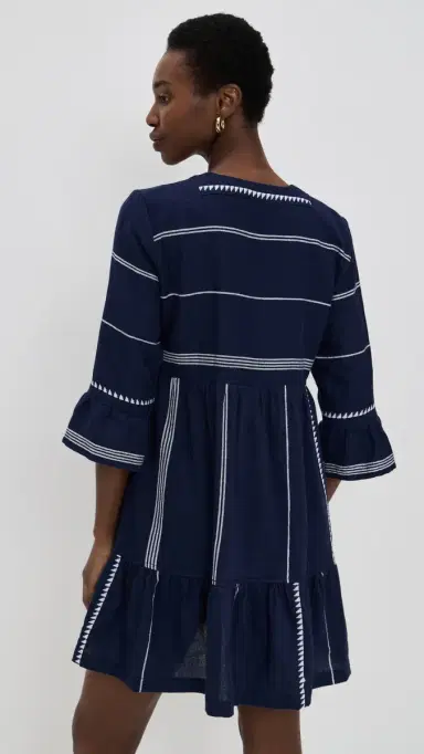 Lemlem Hanna Flutter Dress Nunu Navy XS | Thumbnail 3