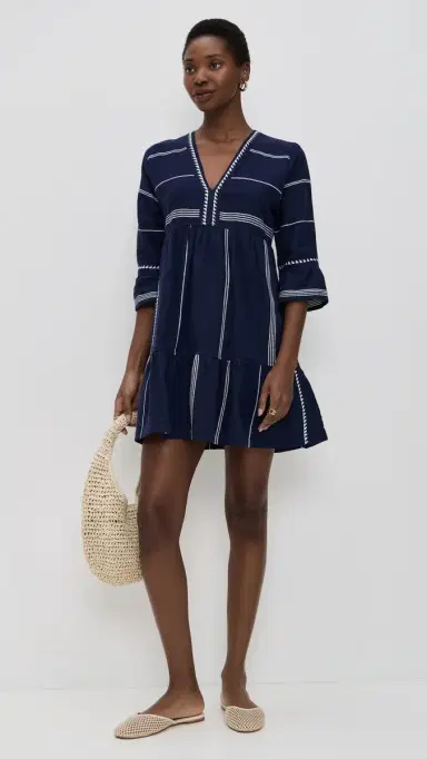 Lemlem Hanna Flutter Dress Nunu Navy XS | Thumbnail 5