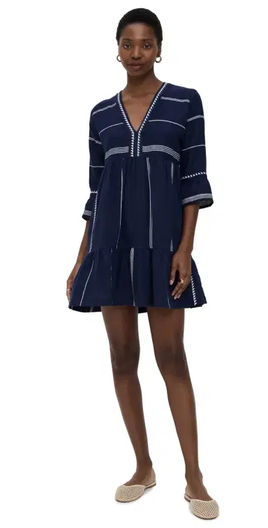 Lemlem Hanna Flutter Dress Nunu Navy XS | Thumbnail 1