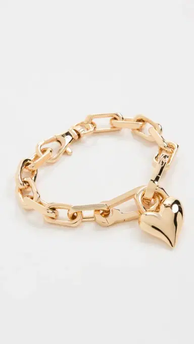 Jenny Bird Padlock Heart Chain Bracelet High Polish Gold One Size | Thumbnail 2