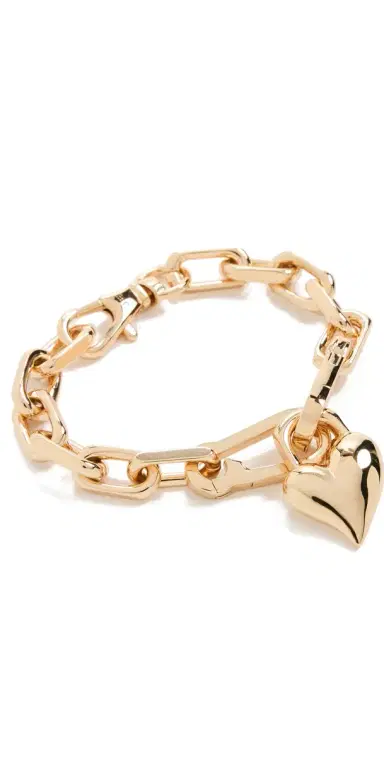 Jenny Bird Padlock Heart Chain Bracelet High Polish Gold One Size | Thumbnail 1