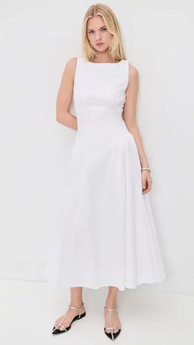 Staud Gwen Midi Dress White 6 | Thumbnail 2 Staud Gwen Midi Dress White 6 | Thumbnail 2