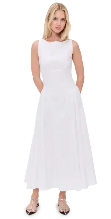 Staud Gwen Midi Dress White 6 | Thumbnail 1 Staud Gwen Midi Dress White 6 | Thumbnail 1