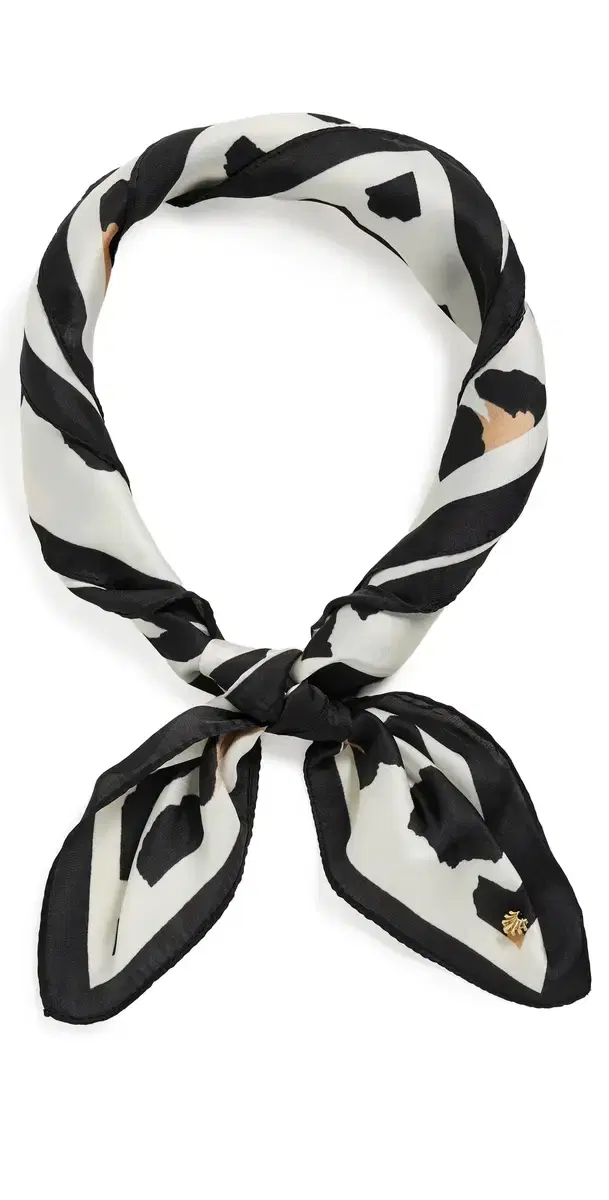 Leopard Square Satin Scarf Jet  One Size