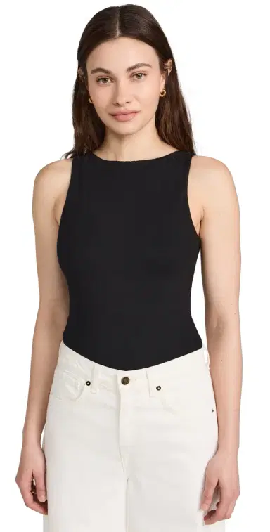 Ambitionist High Neck Tank Thong Bodysuit Black | Thumbnail 1