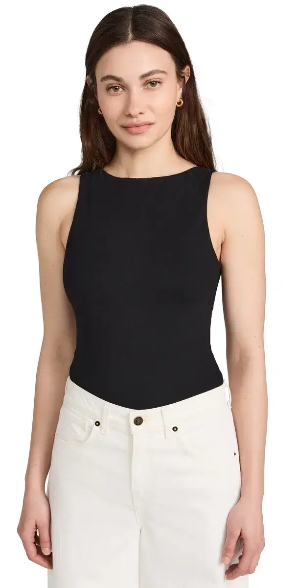 Ambitionist High Neck Tank Thong Bodysuit Black