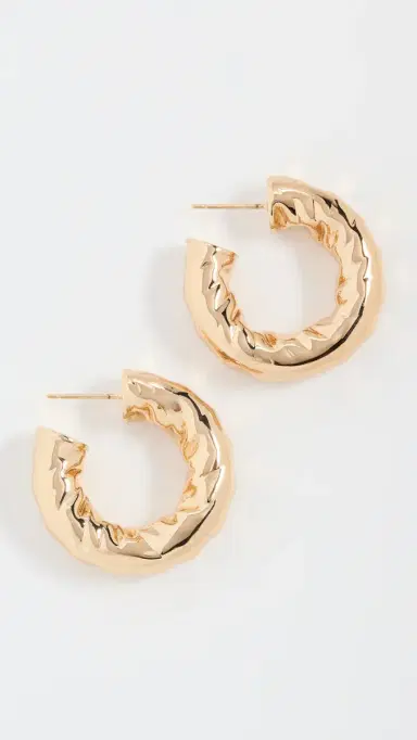 Jennifer Fisher Maeve Huggie Hoop Earrings Yellow Gold One Size | Thumbnail 2